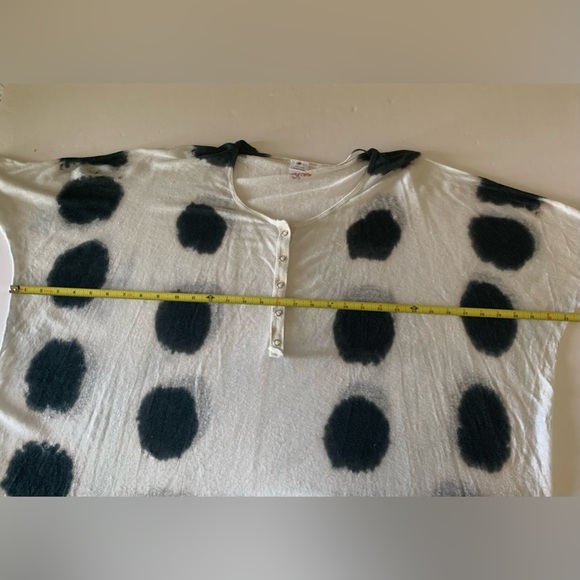 Johnny Was Pete & Greta Linen Oversized Henley Tee Small Short Sleeve Sheer - Picture 5 of 7